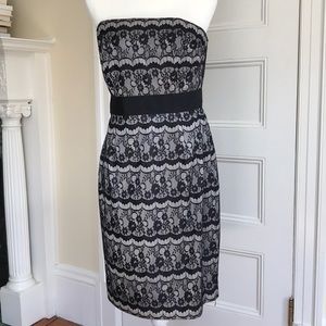 White House Black Market lace strapless dress Sz 8
